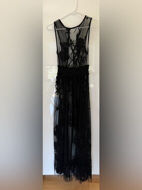 Anthropologie Black Sheer Maxi Dress